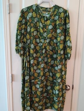 Gudrun Sjoden Green Floral Midi Dress